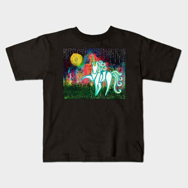 Dancing with the Magic - Unicorn Inner Power Painting by Magic with Mellie Kids T-Shirt by mellierosetest